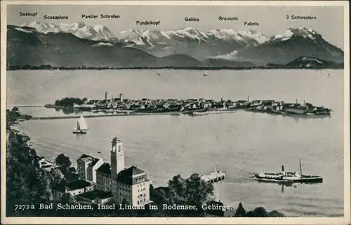 Bad Schachen-Lindau (Bodensee) Künstlerkarte, Hotel, See - Dampfer 1932 
