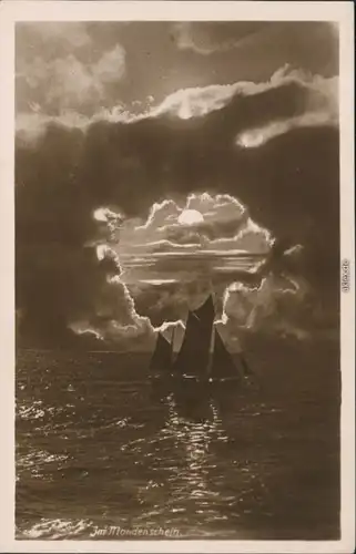 Postcard Misdroy Międzyzdroje Segelboot im Mondenschein 1922 