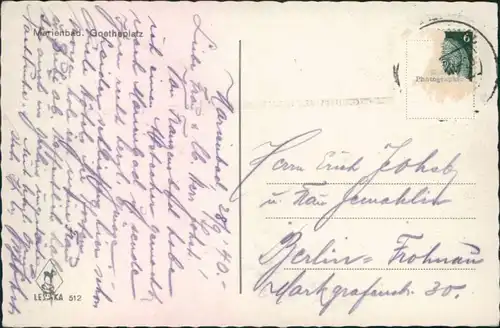 Postcard Marienbad Mariánské Lázně Goetheplatz 1932 
