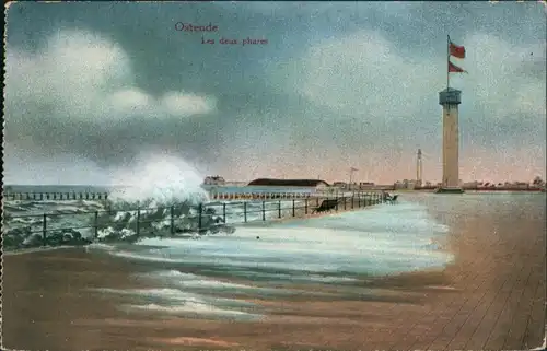 Postkaart Ostende Oostende Les deux phares/Leuchttürme 1917 