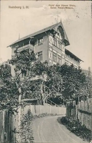 Ansichtskarte Ilsenburg (Harz) Straßenpartie - Hotel zum blauen Stein 1909 