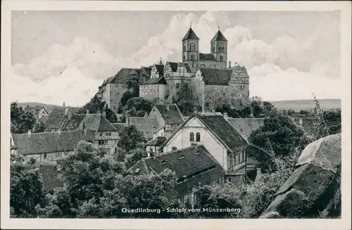 Ansichtskarte Quedlinburg Schloß vom Münzenberg 1954 