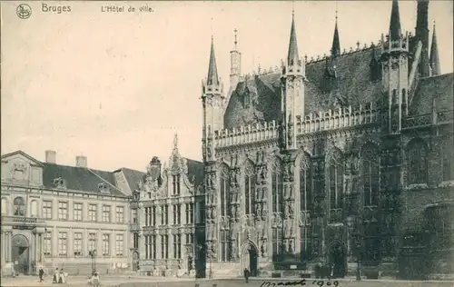 Postkaart Brügge Brugge | Bruges Hotel de Ville/Rathaus 1911 