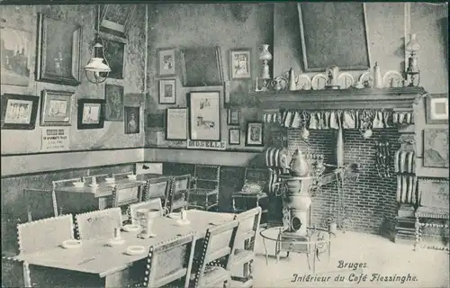 Postkaart Brügge Brugge | Bruges Interieur du Cafe Flessinghe 1913 