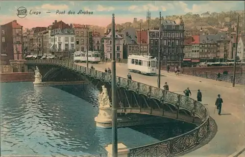 Lüttich Luik / wallonisch: Lîdje Straße, Straßenbahn Pont des Arohes 1912 