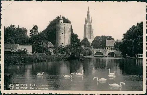 Postkaart Brügge Brugge | Bruges Het Minnewater/Le Lac Amour 1931 
