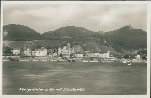 Ansichtskarte Königswinter Blick auf den Ort mit Drachenfels 1932
