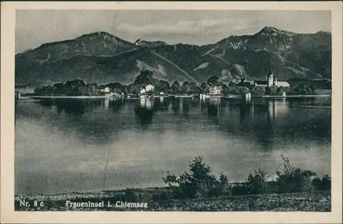 Ansichtskarte Chiemsee Blick auf den Ort 1945