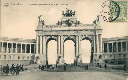 Postkaart Brüssel Bruxelles L'Arcade Monumentale du Cinquantenaire 1914