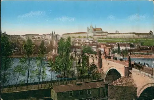 Postcard Prag Praha Lager, Stadt - Karlsbrücke 1913 