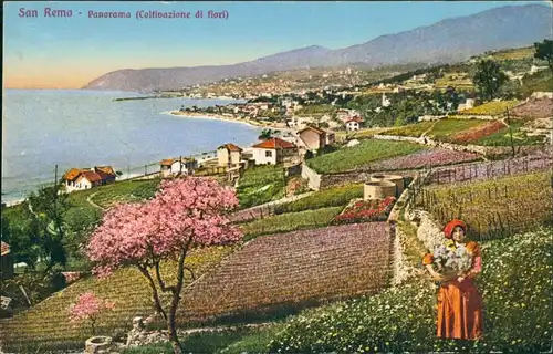 Cartoline San Remo Sanremo Blick auf den Ort 1916