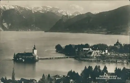 Ansichtskarte Gmunden Seeschloss Ort 1930
