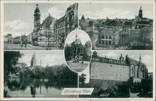 Ansichtskarte Altenburg 5 Bild: Schloß, Markt, Kirche 1937 