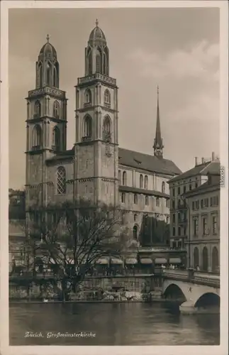 Ansichtskarte Zürich Partie an der Großmünsterkirche 1929 