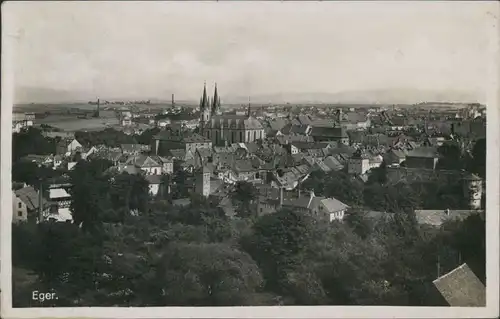 Postcard Eger Cheb Blick auf den Ort 1930