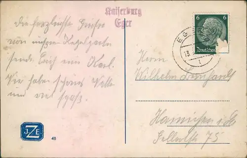 Postcard Eger Cheb Blick auf den Ort 1930