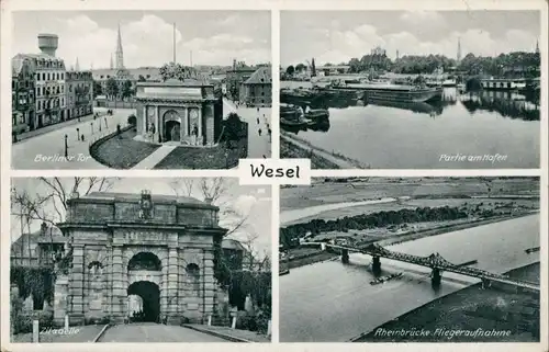 Wesel Berliner Tor, Partie am Hafen, Zitadelle, Rheinbrücke 1939
