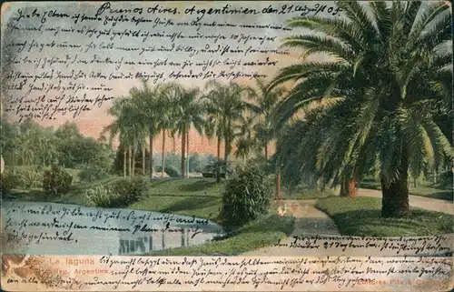 Postcard Buenos Aires Park Palermo - La Laguna 1905