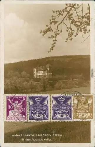 Postcard Horschitz Hořice v Podkrkonoší PARTIE Z RIEGROVY STEZKY 1924
