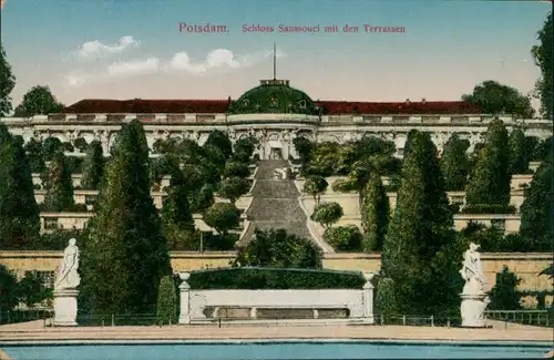 Ansichtskarte Potsdam Schloss Sanssouci mit den Terrassen 1913