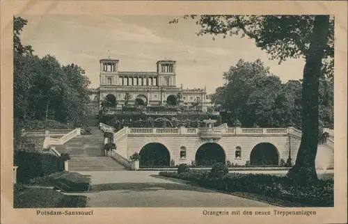 Ansichtskarte Potsdam Sanssouci Orangerie mit den neuen Treppenanlagen 1924