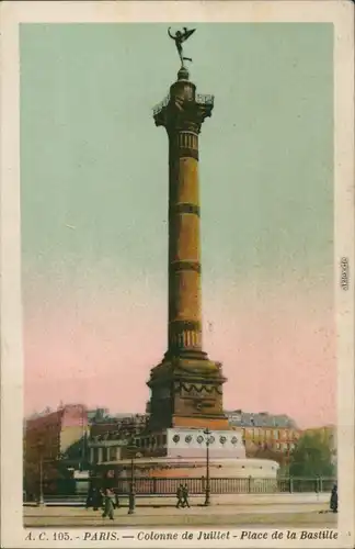 CPA Paris Place de la Bastille et colonne de juillet 1900
