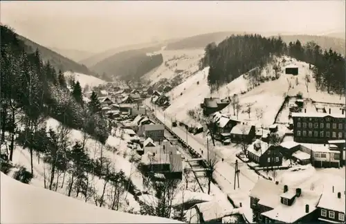 Ansichtskarte Katzhütte (Schwarzatal) Blick auf den Ort im Winter 1965