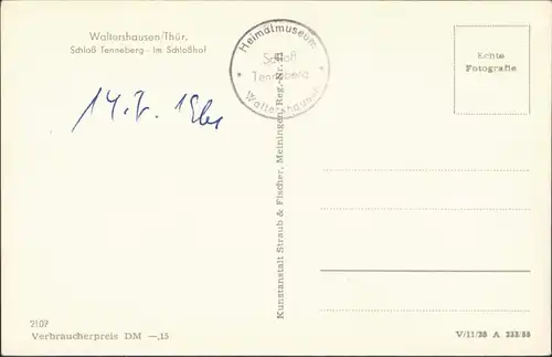Ansichtskarte Waltershausen Schloß Tenneberg - im Schloßhof 1955