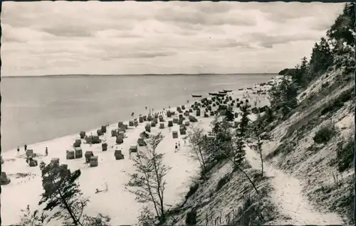 Ansichtskarte Ückeritz (Usedom) Strand mit Strandkörben 1958