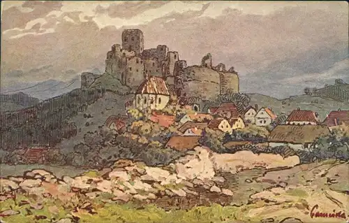 Postcard Rabí Künstlerkarte Burg Rabí/Raby 1912