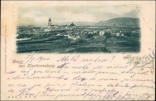 Ansichtskarte Klosterneuburg Panorama vom Feld 1900