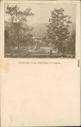 Postcard Sachlum Záchlumí u Žamberka ZVONICE POD HRADEM LITICEMI 1923