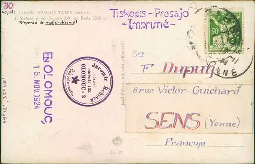Tschirmer See-Vysoké Tatry Štrbské Pleso (Csorbató) Solisk  VYSOKÉ TATRY 1924