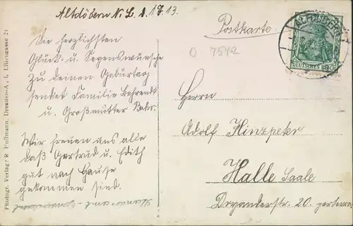 Ansichtskarte Altdöbern Stara Darbnja Privathaus. Straßenpartie 1913 