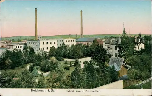 Postcard Reichenau in Sachsen Bogatynia Fabrik J.T. Brendler b Zittau  1909