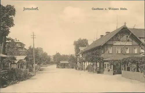 Jonsdorf Straßenpartie Gasthaus zum Weissen Stein b Oybin zittau 1913
