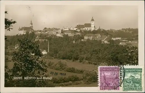 Neustadt an der Mettau Nové Město nad Metují Panorama Blick mit Schornstein 1929