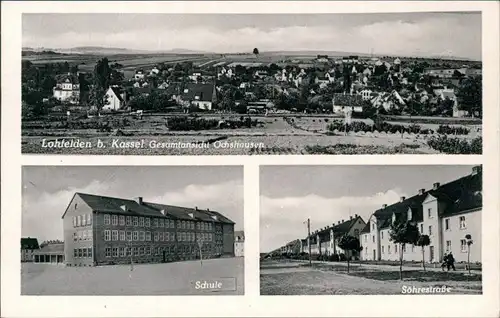 Lohfelden (b. Kassel) 3 Bild: Panorama, Schule, Söhrestraße 1954 