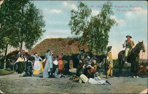 Ansichtskarte .Argentinen .Argentina Pericon National Tanz, Reiter 1909