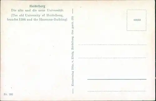 Ansichtskarte Heidelberg Alte und Neue Universität 1933