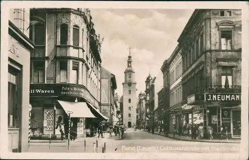 Ansichtskarte Forst (Lausitz) Baršć Geschäfte, Cottbuser-Straße 1939 