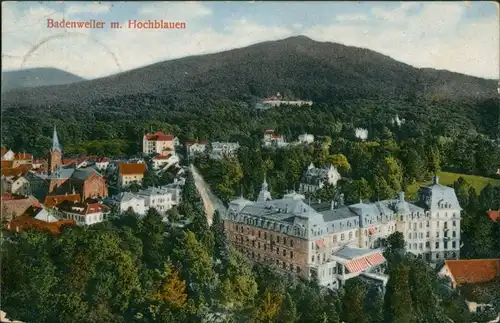 Ansichtskarte Badenweiler Blick auf den Ort mit Hochblauen 1913