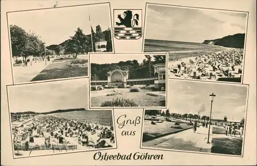Göhren (Rügen) Strand belebt, Konzertplatz, Strandpromenade 1961