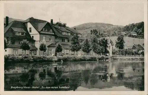 Ansichtskarte Ilsenburg (Harz) Hotel "Zu den roten Forellen" 1952