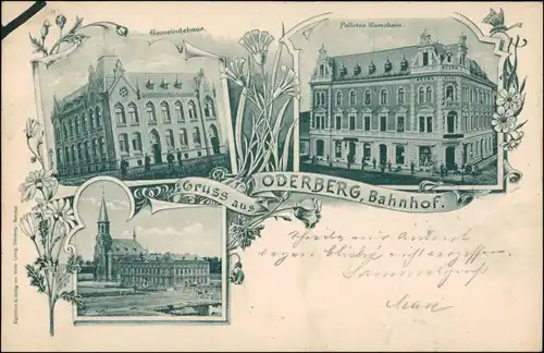 Oderberg Bohumín (Bogumin) Bahnhof 3 Bild: Gemeindehaus, Warenhaus, Stadt 1899 