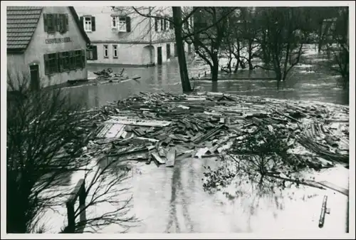Ansichtskarte Calw Hochwasser in der Stadt - Privatfoto 1947 