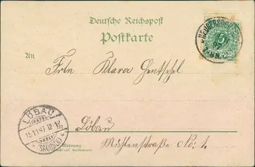 Leutersdorf Lausitz Litho AK: Schule, Bahnhof, Post b Görlitz Oderwitz 1897