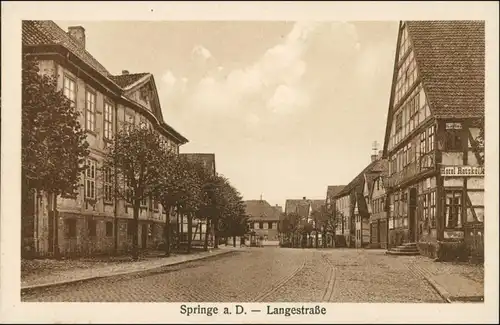 Ansichtskarte Springe Hotel und Langestraße 1922 