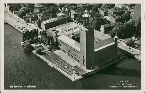Postcard Stockholm Rathaus/Stadshus - Luftbild 1960 