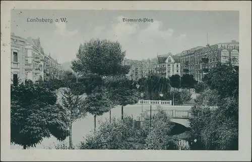 Postcard Landsberg (Warthe) Gorzów Wielkopolski Bismarck-Platz 1927